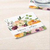 HELLE BLUSH YELLOW ORANGE BLUMBUNCH WEDING RECHTECKIGER PAPPUNTERSETZER (angewinkelt)