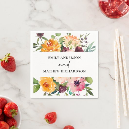 HELLE BLUSH YELLOW ORANGE BLUMBUNCH WEDING SERVIETTE (Beispiel)