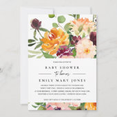 HELLE BLUSH YELLOW ORANGE FLORAL BABY DUSCHE EINLADUNG (Vorderseite)