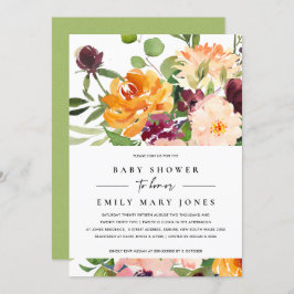 HELLE BLUSH YELLOW ORANGE FLORAL BABY DUSCHE EINLADUNG