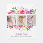 Helle Blüten 3 Foto Baby Name Fleecedecke (Vorderseite)