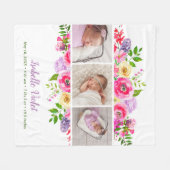 Helle Blüten 3 Foto Baby Name Fleecedecke (Vorderseite (Horizontal))