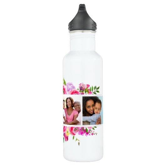 Helle Blüten 4 FotoCollage Mit Monogramm Edelstahlflasche (Rechts)