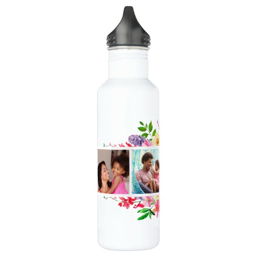 Helle Blüten 4 FotoCollage Mit Monogramm Edelstahlflasche (Links)