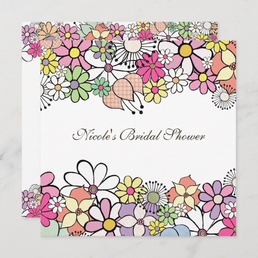 Helle Blüten Custom Bridal Dusche Einladung (Vorne/Hinten)