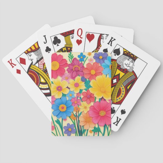Helle Blüten in Vollfarbe Spielkarten (Rückseite)