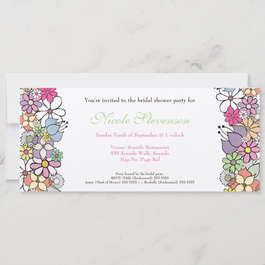 Helle Blüten-kundenspezifische Einladung (Rückseite)