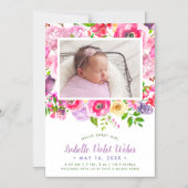 Helle Blüten Magnetic Foto Geburtserklärung Magneteinladung (Vorderseite)