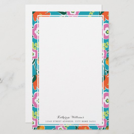 Helle Blüten-personalisiertes Briefpapier (Vorne/Hinten)