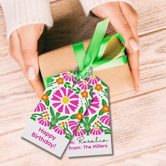 Helle Blüten zum Geburtstag! Geschenkanhänger