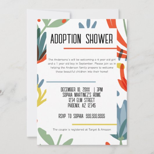 Helle Botanicals Adoption Dusche Einladung (Vorderseite)