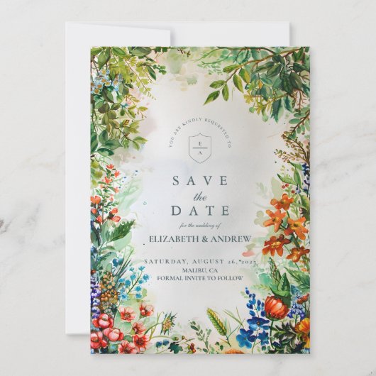 Helle Botanische Gartenhochzeit Save The Date (Vorderseite)