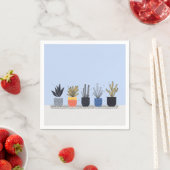 Helle botanische Töpfe Pflanze Illustration Serviette (Beispiel)