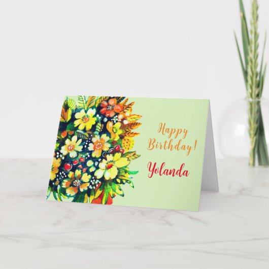 Helle bunt Blume Flat Holiday Card Karte (Vorderseite)