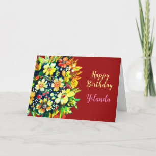 Helle bunte Blumen Flache Urlaubskarte Karte