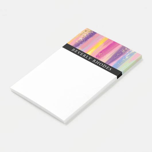 Helle bunte Brushstrokes und Imitat-Glitzern Post-it Klebezettel (angewinkelt)