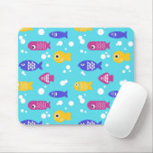 Helle bunte Cartoon-Fisch-Muster Blau Mousepad (Mit Mouse)
