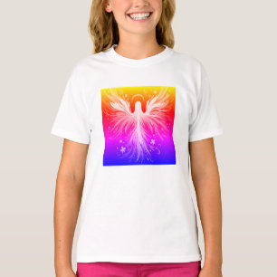 Helle bunte Engelsdesign auf einem Frauen- T-Shirt