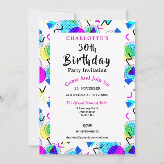 Helle bunte Geburtstagsparty Einladung (Vorderseite)