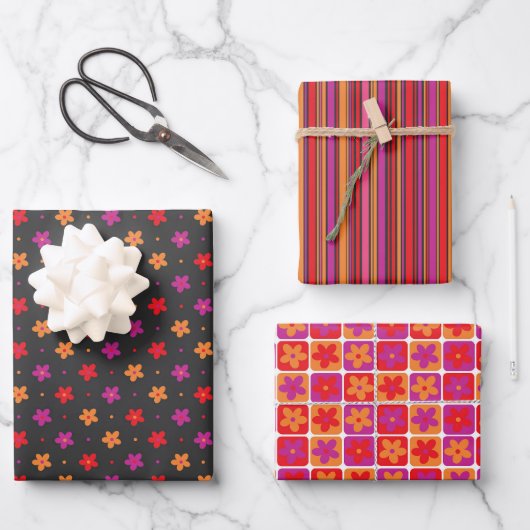 Helle bunte gemischte Designs Geschenkpapier Set (Vorderseite)