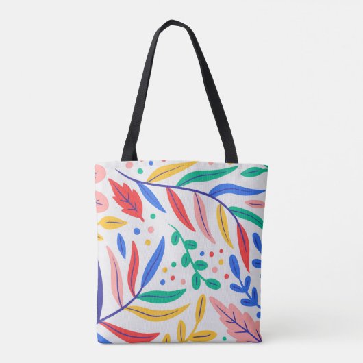 Helle bunte Hand gezeichnetes Blätter Tasche (Rückseite)