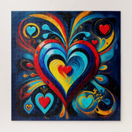 Helle bunte Herzen – kühne moderne Kunst Puzzle