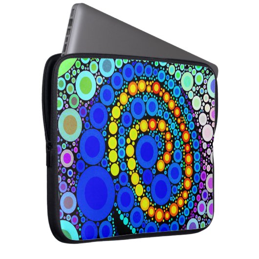 Helle bunte konzentrische Kreis-Strudel-Pop-Kunst Laptopschutzhülle (Vorne Rechts)