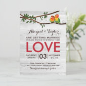 Helle bunte Lovebirds, die Einladung Wedding sind (Stehend Vorderseite)