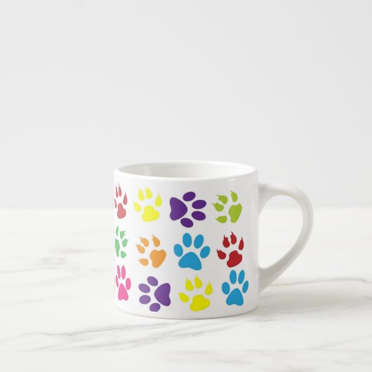 Helle bunte Pfotenabdrücke Muster Espressotasse (Rechts)