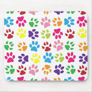Helle Bunte Pfotenabdrücke Muster Mousepad