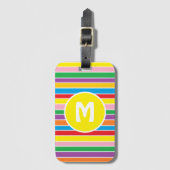 Helle, bunte Regenbogen gestreifte Monogramm- Gepäckanhänger (Vorderseite Vertikal)