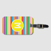 Helle, bunte Regenbogen gestreifte Monogramm- Gepäckanhänger (Vorderseite (Horizontal))