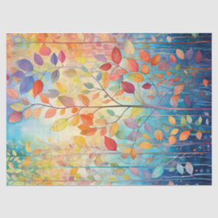 Helle, bunte Regenbogen-Herbstblätter-Decoupage Seidenpapier