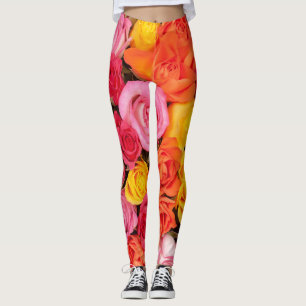 Helle Bunte Rosen Muster Floraler Hintergrund Leggings