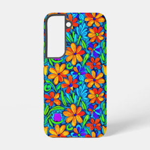 Helle bunte Volkskunstblumen Samsung Galaxy Hülle
