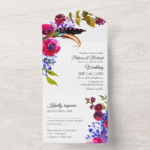 Helle Burgundy Floral Monogram Elegant Wedding All In One Einladung (Innen Boden)