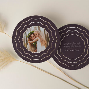 Helle Circle Round Holiday Foto Card Burgund Feiertagskarte