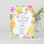 Helle Citrus Floral Baby Dusche Brunch Einladung (Stehend Vorderseite)