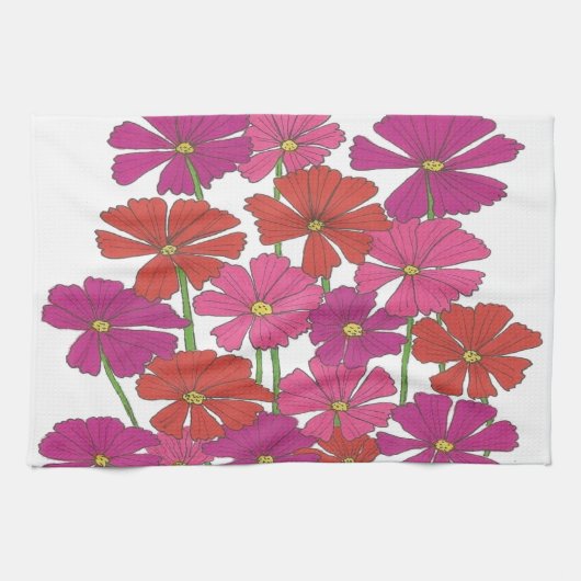 Helle Cosmos Blumendruck Geschirrtuch (Horizontal)