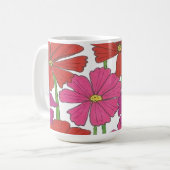 Helle Cosmos Blumendruck Kaffeetasse (Vorderseite Links)