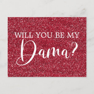 Helle Cranberry Glitzer Quinceanera Dama Vorschlag Einladungspostkarte