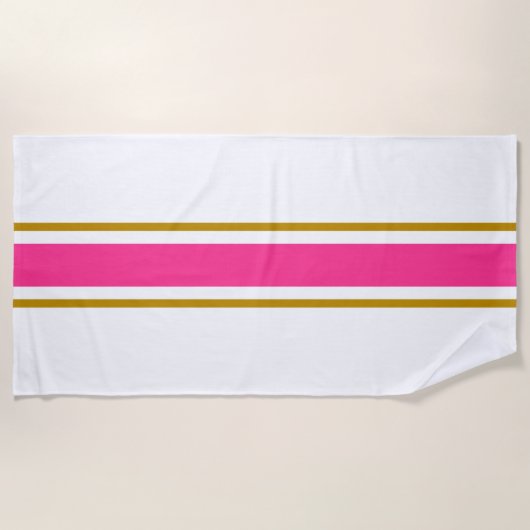Helle, cremefarbene, rosa, braune Streifen auf wei Strandtuch (Vorderseite)