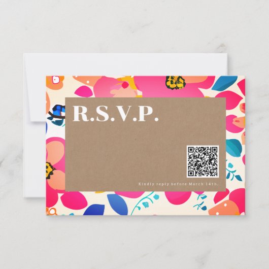 Helle Cutouts Hochzeitsstichtag QR-Code RSVP Karte (Vorderseite)