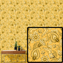 Helle Deep Yellow Gold Floral Paisley Elegant
