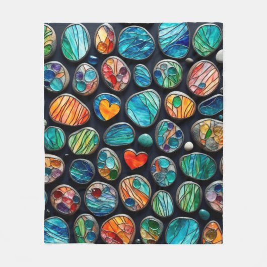 Helle dekorative gestrichene Steine Fleecedecke (Vorderseite)