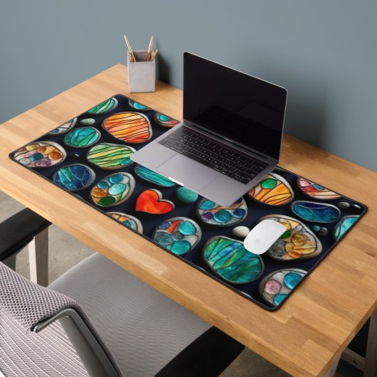 Helle dekorative gestrichene Steine Schreibtischunterlage (Büro 2)