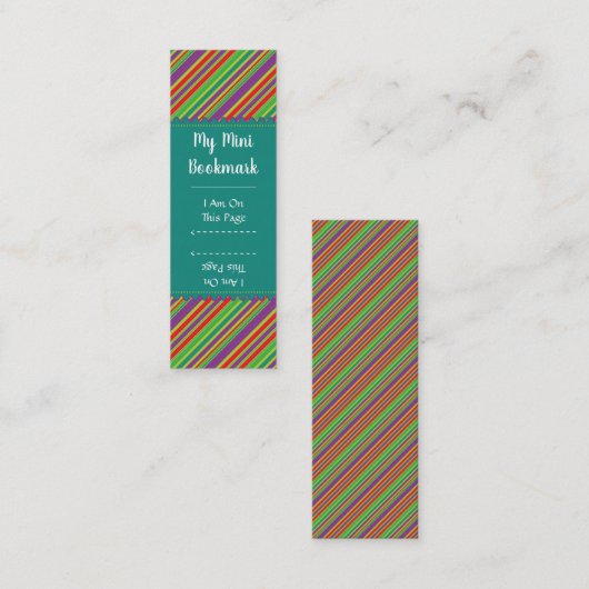 Helle Diagonal Stripe Muster Mini-Page-Markierung Mini Visitenkarte (Vorne/Hinten)