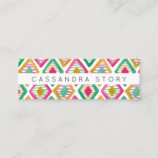 Helle Diamonds Watercolor Modernes Muster Mini Visitenkarte (Vorderseite)