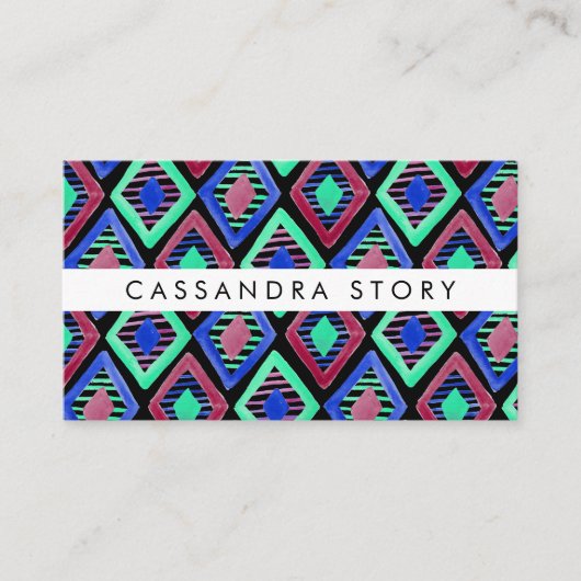 Helle Diamonds Watercolor Modernes Muster Schwarz Visitenkarte (Vorderseite)