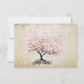 Helle Dogwood Heart Leaf Tree Gold Wedding RSVP Karte (Rückseite)